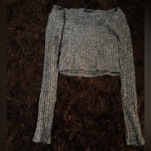 Popular Basics gray cropped longsleeve